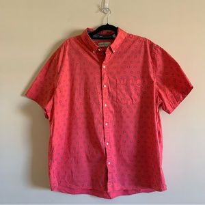 HAWKER RYE RED/PINK WITH FLOWERS SHORT SLEEVE BUTTON UP SIZE 2XL REGULAR SHORT